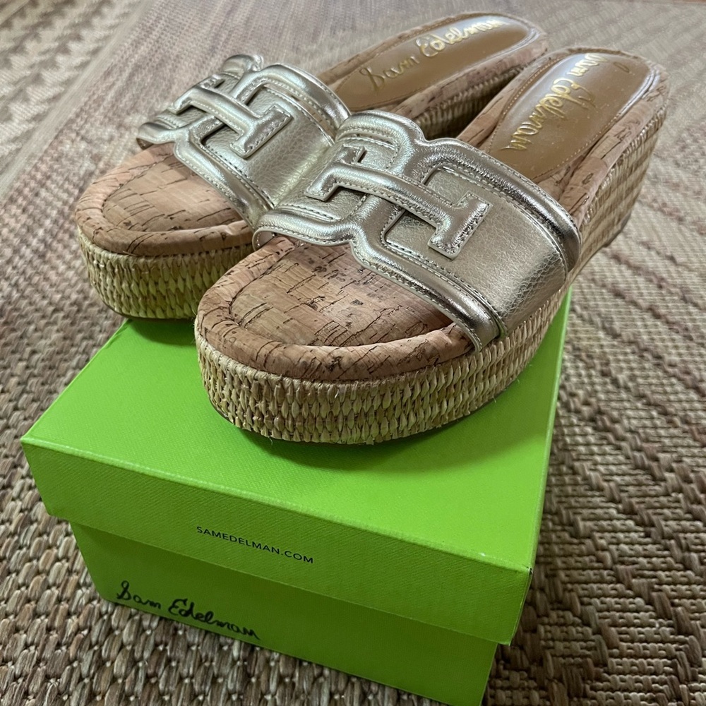 Sam Edelman Metallic Wedge Slides